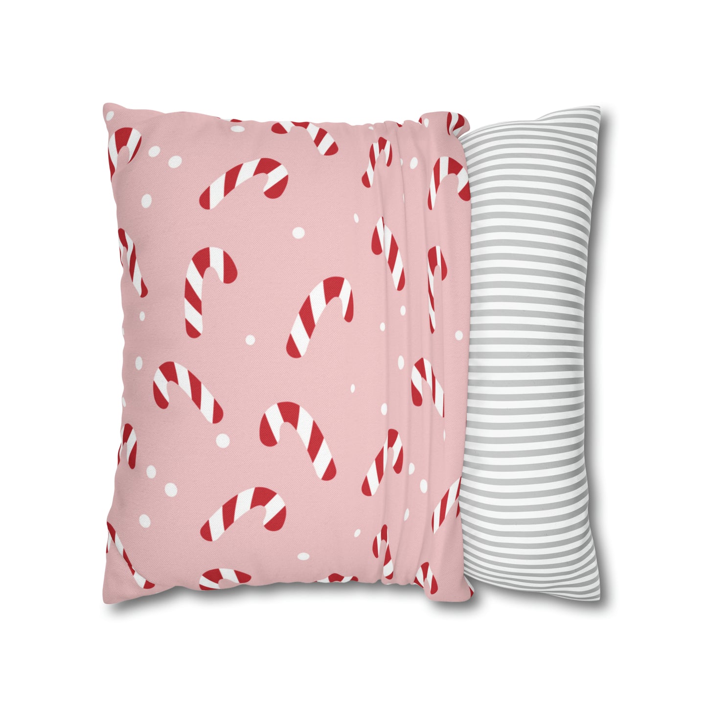 Pink Candy Cane Christmas Pillow Cover