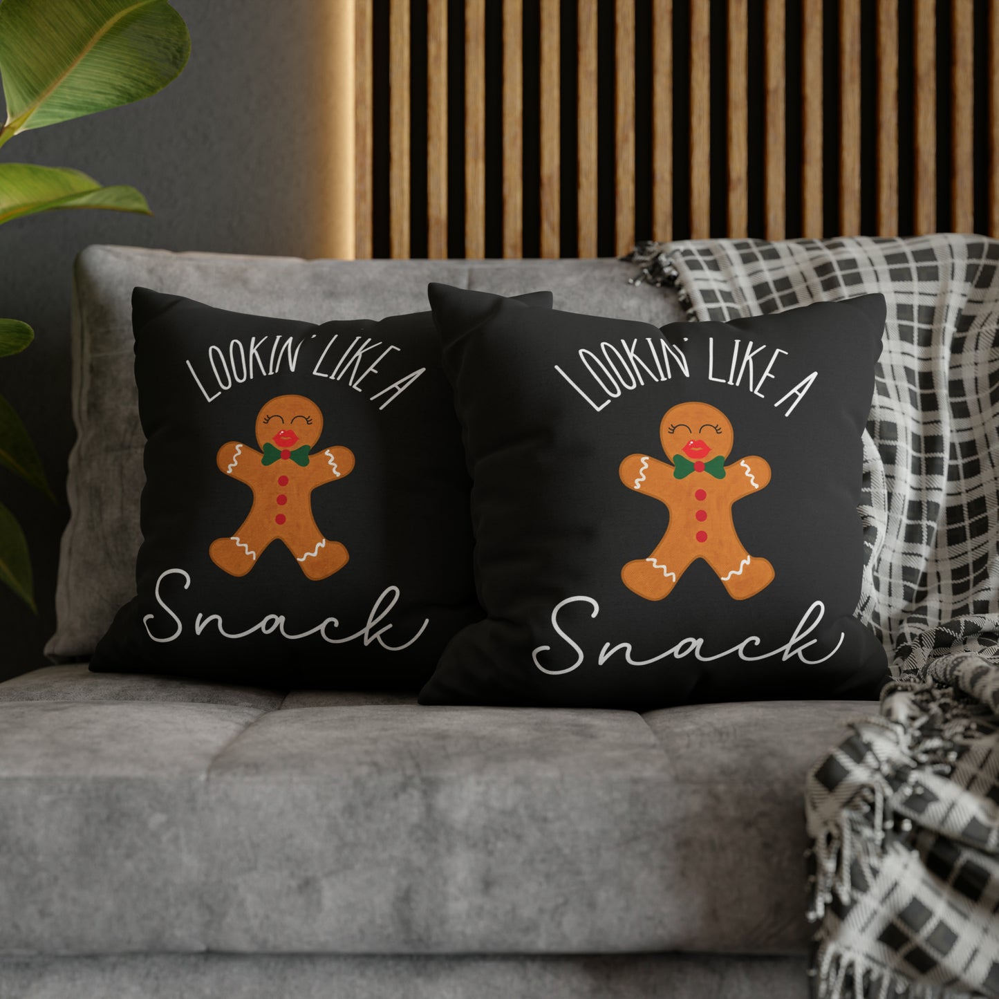 "Lookin' Like a Snack" Christmas Pillow Cover, Black