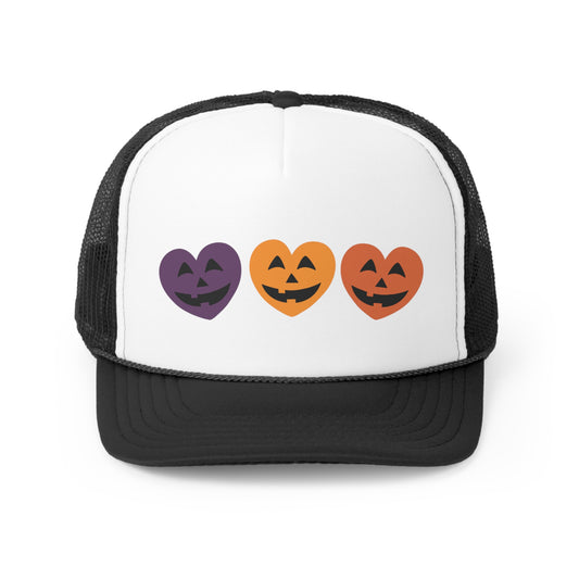 Jack-O-Lantern Hearts Halloween Trucker Hat