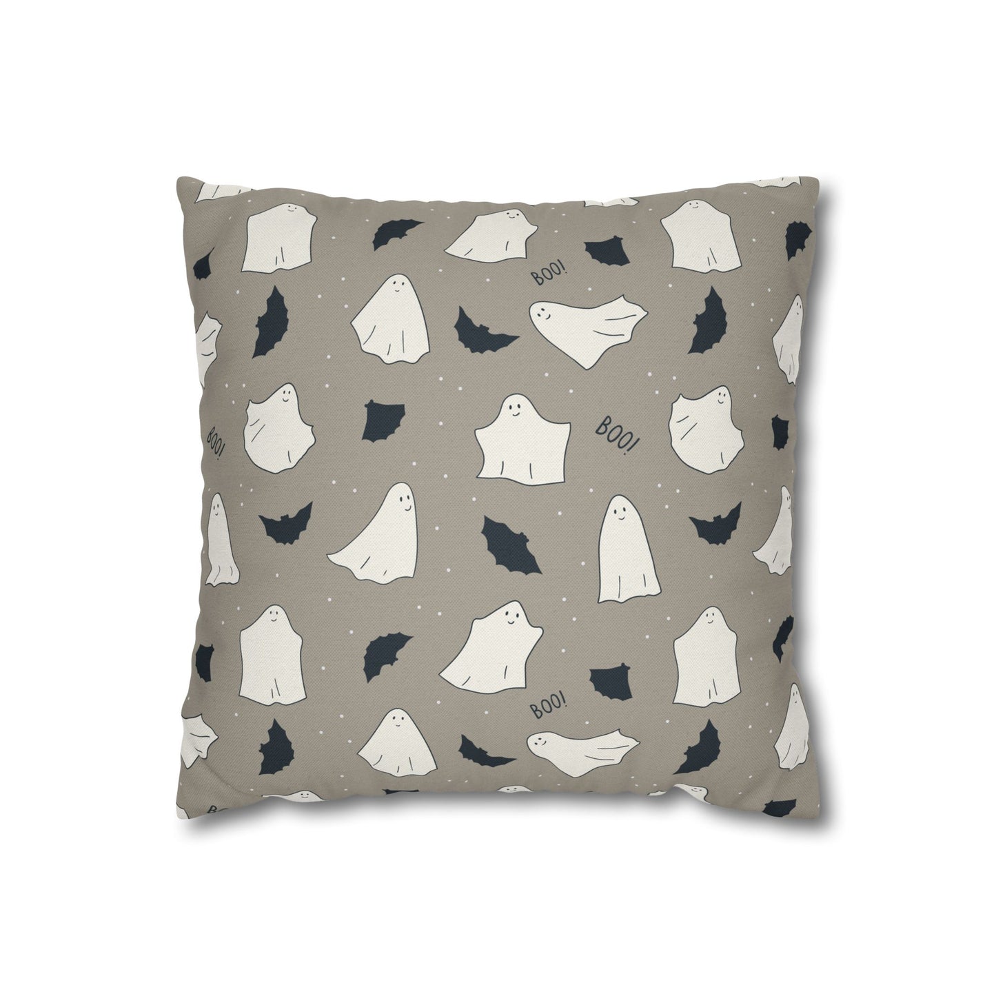 Retro Ghosts, Grey - Halloween Pillow Cover