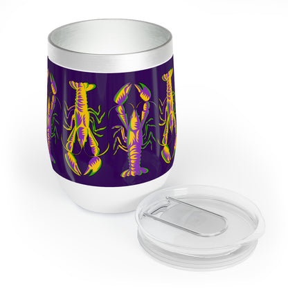 Crawfish Print Mardi Gras Wine Tumbler, 12oz