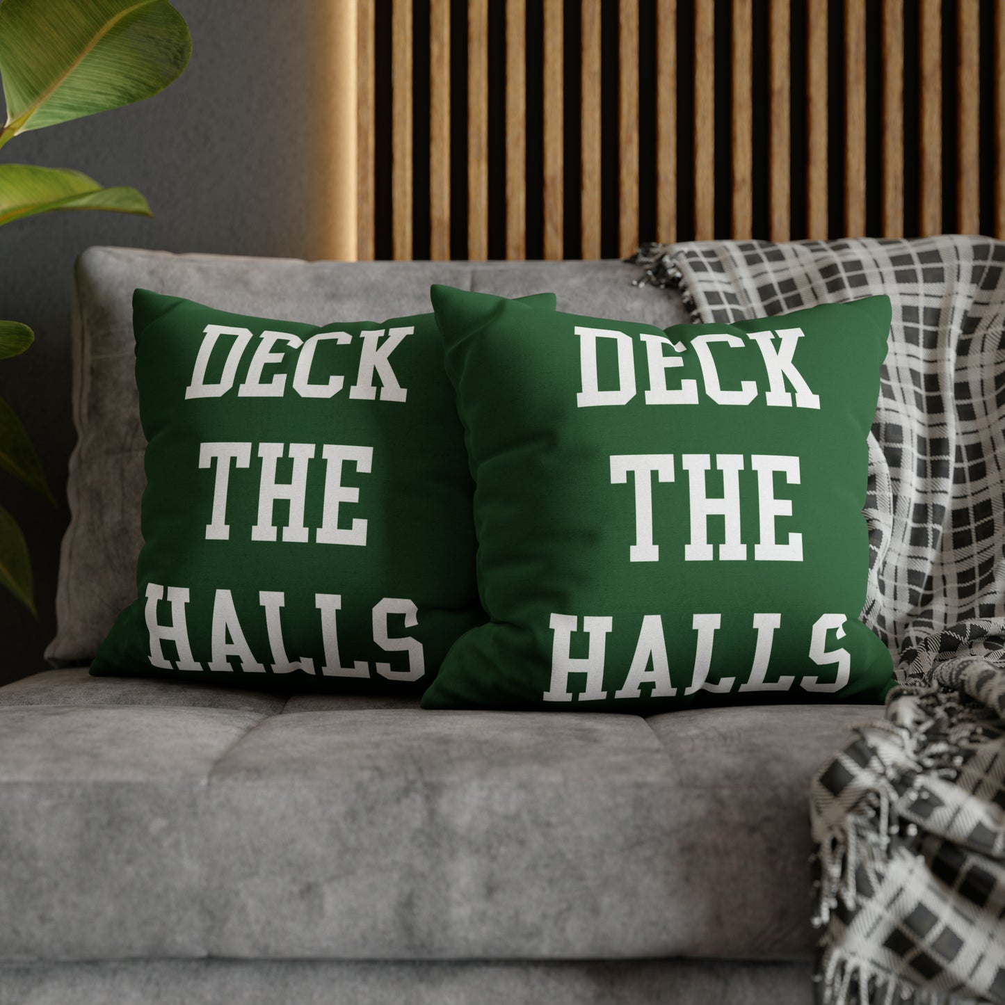 Deck The Halls Christmas Pillow Cover, Green