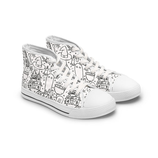 Sketchy Scene - Women's High Top Halloween Sneakers