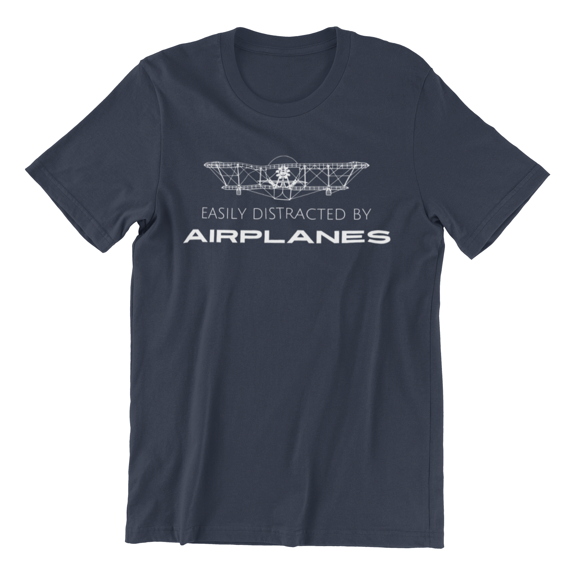 navy aviation shirt that says easily distracted by airplanes