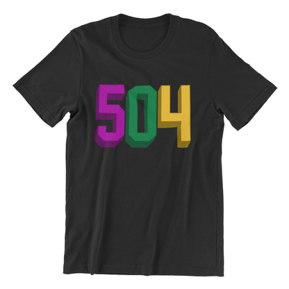 "504" New Orleans Area Code Mardi Gras Tee