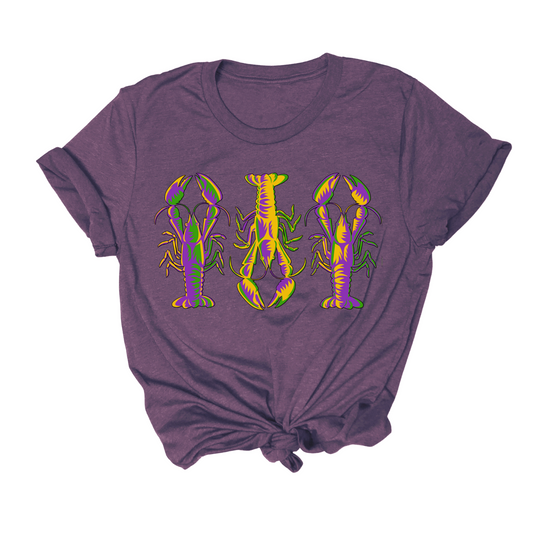 crawfish print mardi gras themed tshirt